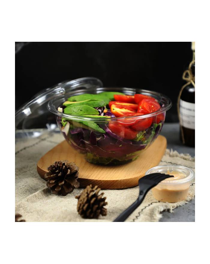 48 oz. Plastic Salad Bowls To Go With Airtight Lids