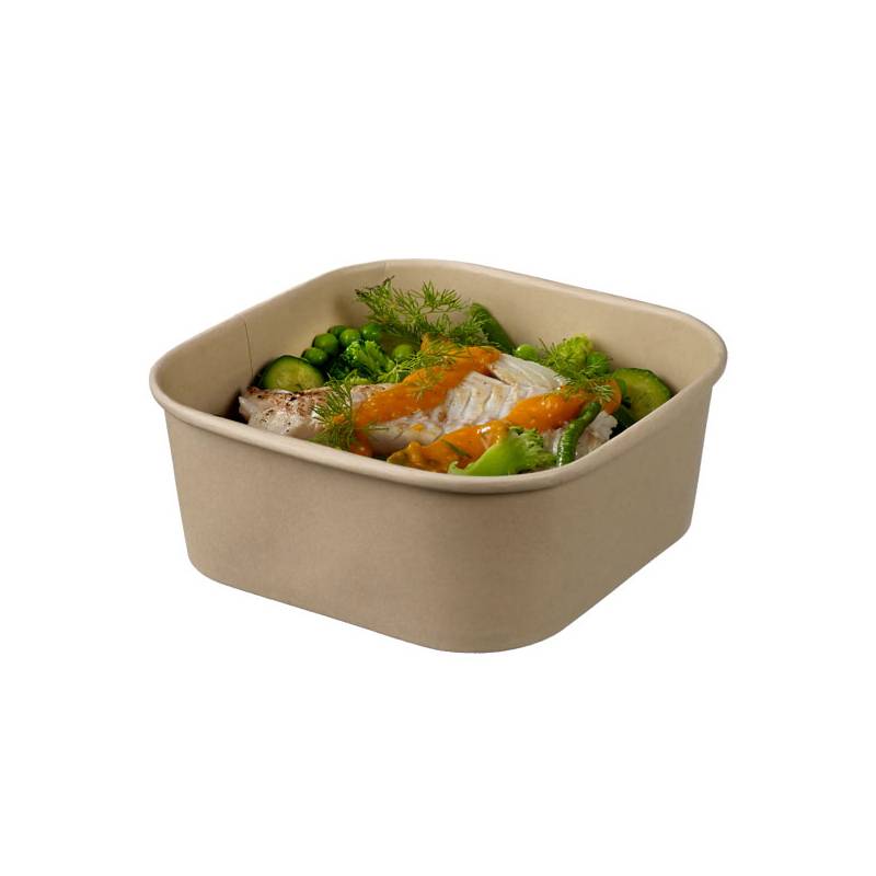Bio Tek 44 oz Round Kraft Paper Salad Container - 7 1/4 x 7 1/4 x 2 1/2  - 200 count box
