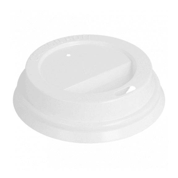 White Plastic 2-in-1 Straw or Sip Coffee Cup Lid - Fits 8, 12, 16 and 20 oz  - 100 count box