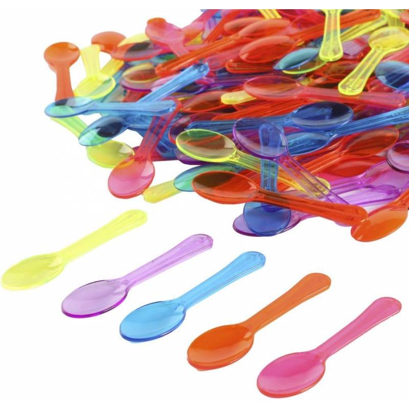 3" Assorted Ice Cream Dessert Spoons - 200/Bag