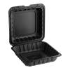 9" x 9" 1-Compartment Microwaveable Black Mineral-Filled Plastic Hinged Take-Out Container - 150/Case