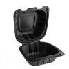 6" x 6" 1-Compartment Microwaveable Black Mineral-Filled Plastic Hinged Take-Out Container - 250/Case