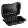 7 1/2" x 3 1/2" 1-Compartment Microwaveable Black Mineral-Filled Plastic Hinged Take-Out Hot Dog Container - 300/Case