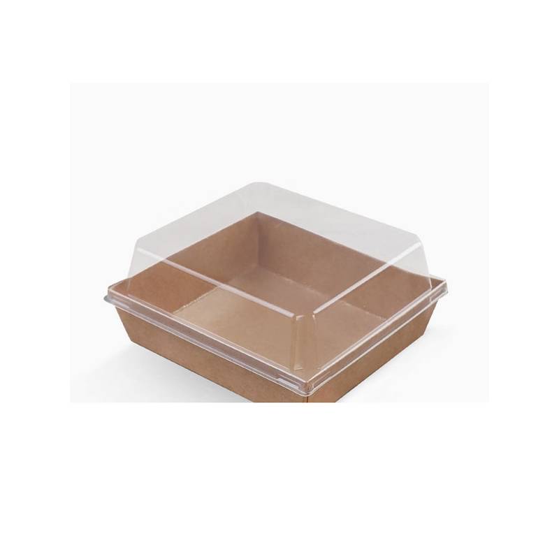 Clear Plastic Lid for Kraft Paper Salad & Sushi Container 4 1/2" x  3" x  1 3/4" - 1000/Case