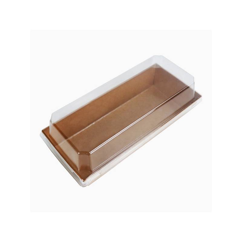 Clear Plastic Lid for Kraft Paper Salad & Sushi Container 6 3/4" x 2 3/4" x 1 1/4" - 1000/Case