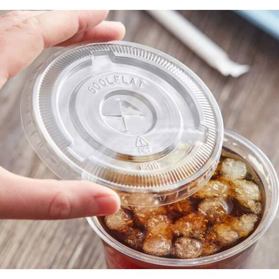 9 oz. Clear Flat Lid with Straw Slot - 1000/Case