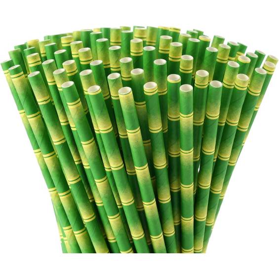 Eco Friendly Paper Straws 7.7 in. Bamboo - 100/Bag