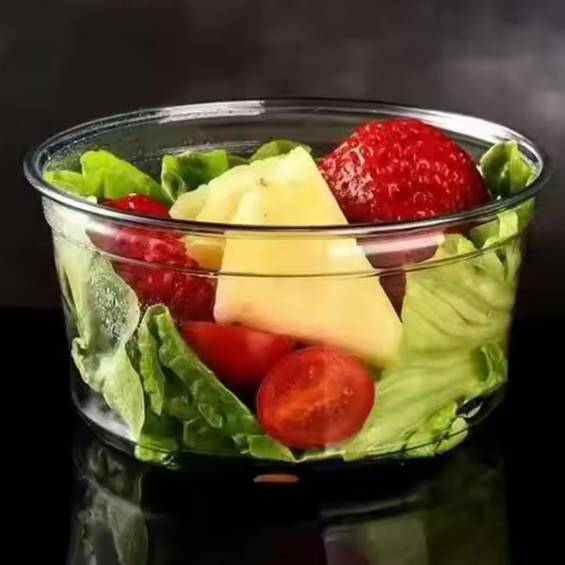 8 oz. Crystal Clear Recycled PET Plastic Round Deli Container - 500/Case