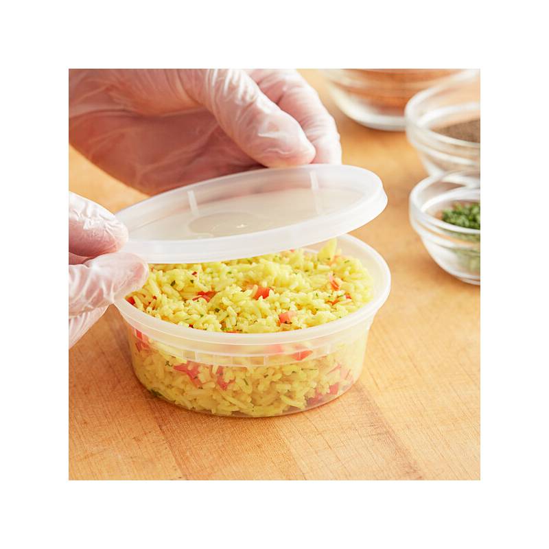 8 oz. Heavy Duty Microwavable Translucent Plastic Deli Container - 480/Case