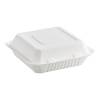 9" x 9" x 3" Compostable No PFAS Added Bagasse 1 Compartment Take-Out Box - 200/Case