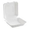 9" x 9" x 3" Compostable No PFAS Added Bagasse 1 Compartment Take-Out Box - 200/Case