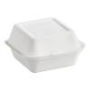 6" x 6" x 3" Compostable No PFAS Added Bagasse Take-Out Box - 500/Case