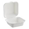 6" x 6" x 3" Compostable No PFAS Added Bagasse Take-Out Box - 500/Case