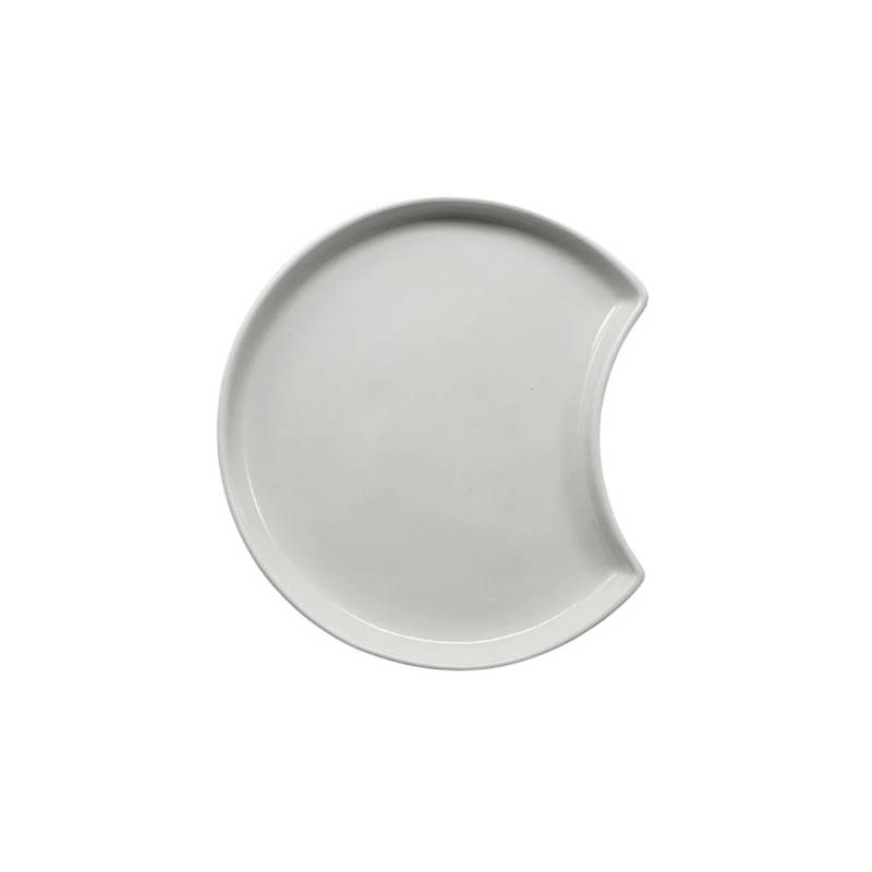 Ano 3 1/2" Bright White Half Moon Porcelain Plate - 12/Case