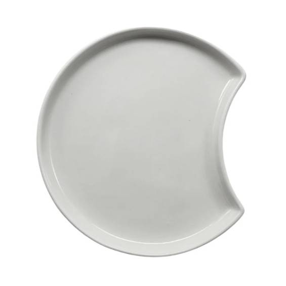 Ano 4 3/4" Bright White Half Moon Porcelain Plate - 12/Case