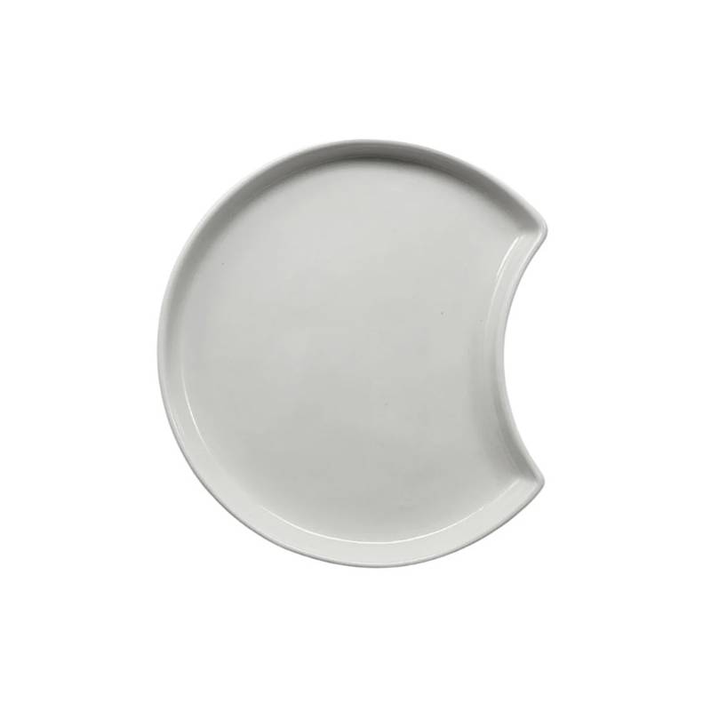 Ano 4 3/4" Bright White Half Moon Porcelain Plate - 12/Case