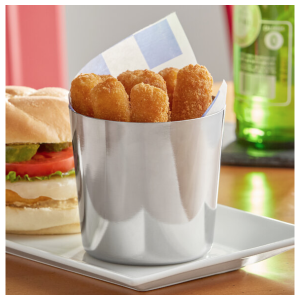 16 oz. Stainless Steel French Fry Holder with Flat Top