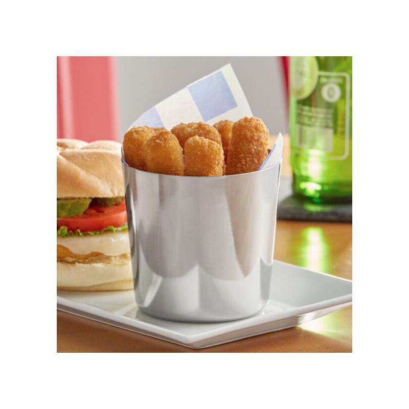 16 oz. Stainless Steel French Fry Holder with Flat Top