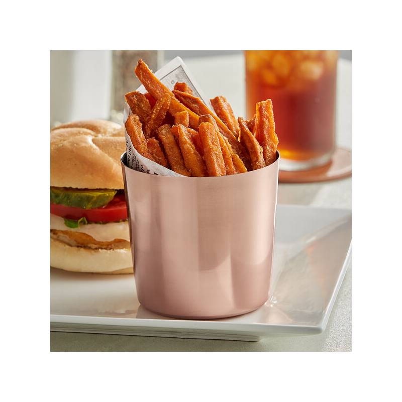 16 oz. Smooth Copper Stainless Steel French Fry Holder with Flat Top