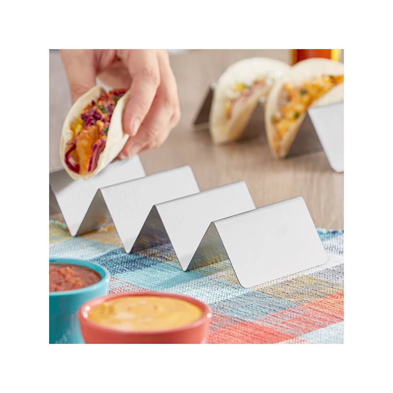 Stainless Steel Taco Holder with 3 or 4 Compartments - 10" x 4" x 2"