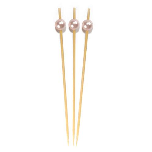 Natural Bamboo Pink Sphere Food Pick 3.9 in. - 200/Case