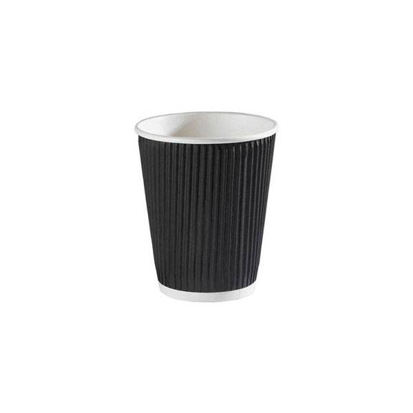 4 oz. Ripple Wall Black Paper Coffee Cup - 1000/Case