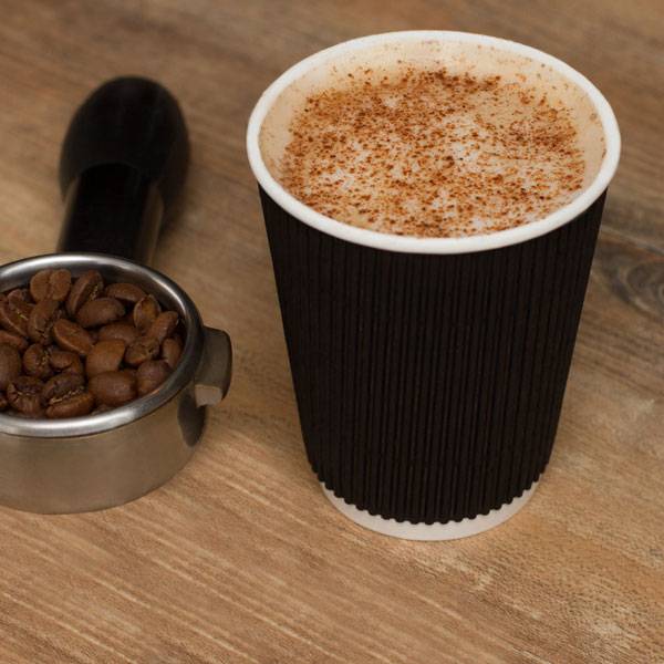 8 oz. Ripple Wall Black Paper Coffee Cup - 500/Case