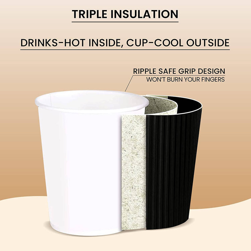 12 oz. Ripple Wall Black Paper Coffee Cup - 500/Case