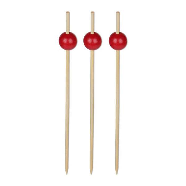 Natural Bamboo Red Ball Food Pick 5.9 in. 2000/Case