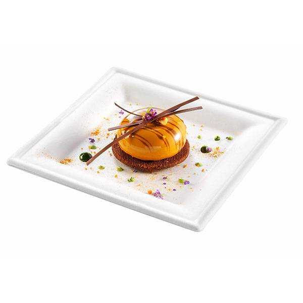 White Sugarcane / Bagasse Square Dessert Plate 6 in. 100/Case
