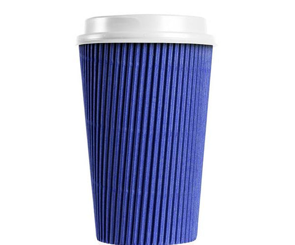 12 oz blue Ripple Wall Paper Coffee Cups