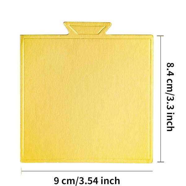 3.5 in. Square Golden Single Serve Cake Board with Tab - 100/Case
