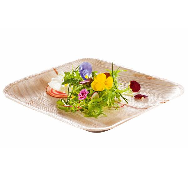 Compostable 10 inch Square Wooden Plate - 25/Bag