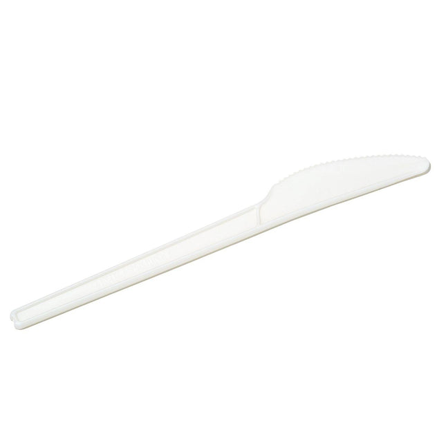 Compostable 6.5 in. White CPLA Plastic Knife - 50/Set