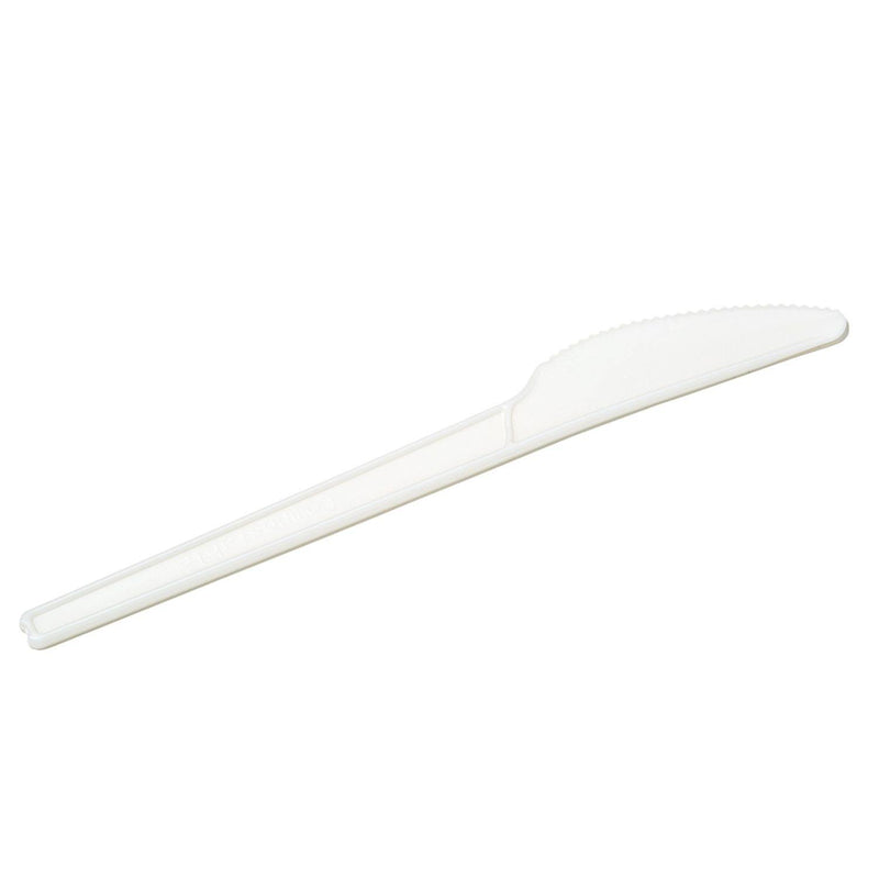 Compostable 6.5 in. White CPLA Plastic Knife - 50/Set