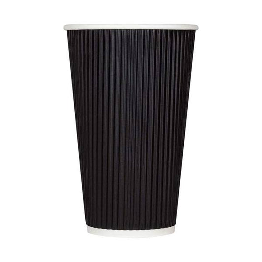 16 oz Ripple Wall Black Paper Coffee Cups