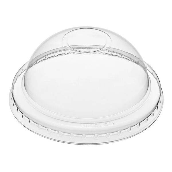 12 oz. Clear Round Dome Frozen Yogurt/ Ice Cream Lid With No Hole - 1000/Case