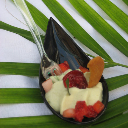 Black Plastic Teardrop Tasting Spoon - 200/Case
