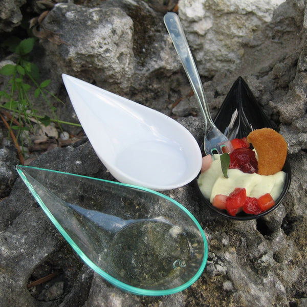 Black Plastic Teardrop Tasting Spoon - 200/Case