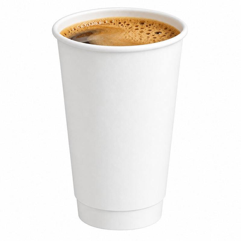 16 oz. White Double Wall Paper Coffee Cup - 500/case