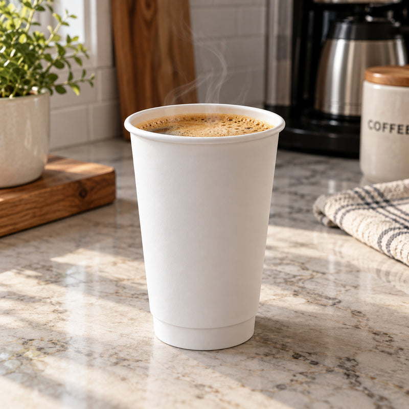 16 oz. White Double Wall Paper Coffee Cup - 500/case