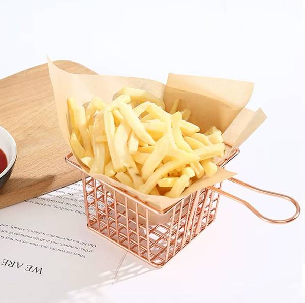 4" x 4" x 3" Copper Square Mini Fry Basket