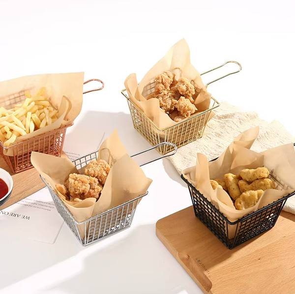 4" x 4" x 3" Copper Square Mini Fry Basket