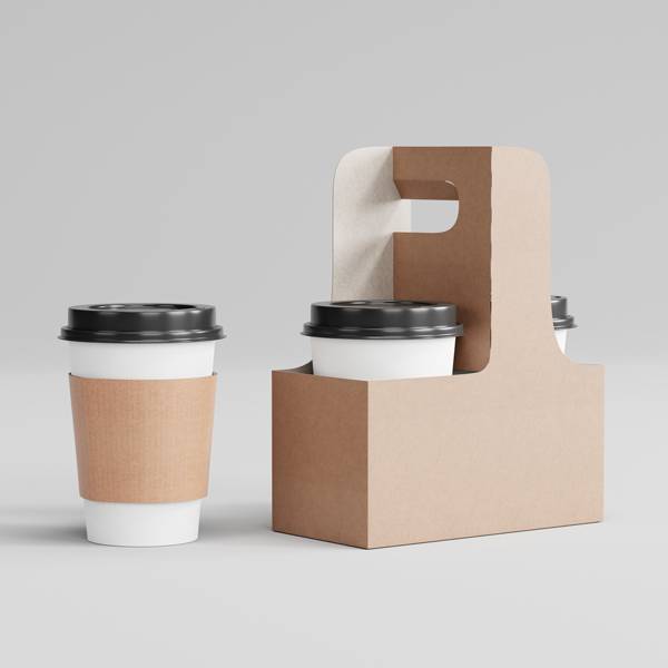 2-Cup 12-20 oz. Drink Carrier with Handle - 25/Case
