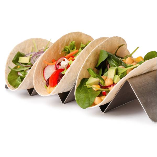 Stainless Steel Taco Holder with 4 or 5 Compartments - 13" x 4" x 2"