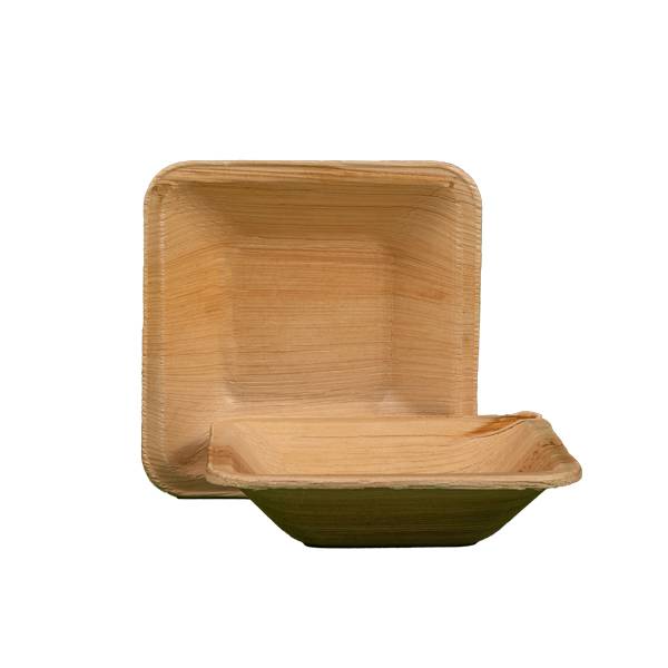 Compostable 4 inch Square Deep Wooden Plate  - 100/Case