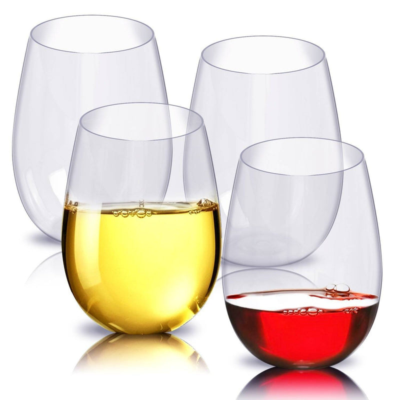 8 Oz. Heavy Weight Clear Plastic Stemless Wine Glass - 64/Case