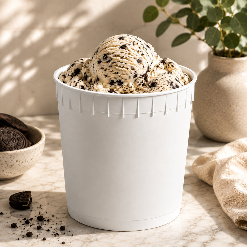 3 Gallon White HDPE Gelato Container - 40/Case