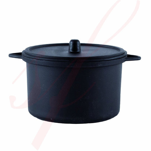 22 oz. Black Plastic Cooking Pot with Lid - 100/cs