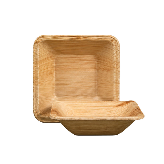 Compostable 4 inch Square Deep Wooden Plate  - 100/Case